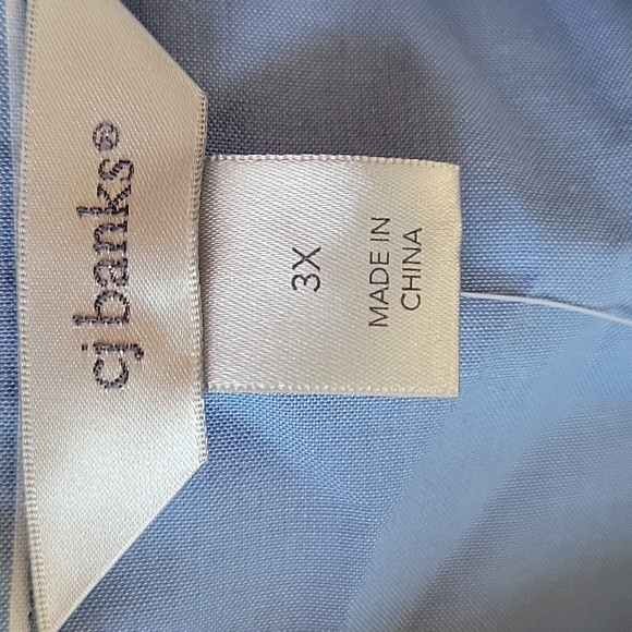 CJ Banks blue button-down tunic,  size 3X - Picture 4 of 9